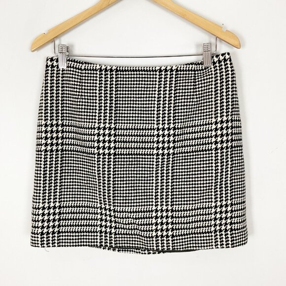 H&M Houndstooth Mini Skirt Black & White Fall Classic Academia Size 12 Women's - Picture 1 of 3